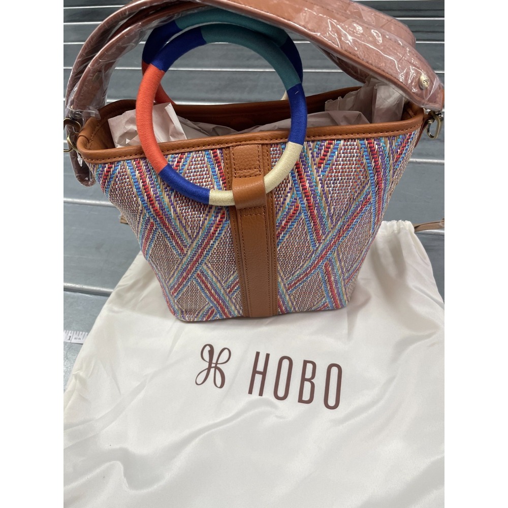 Hobo Luna Small Tote Bag Sunset Raffia‎ Hand Bag Shoulder Leather Trim